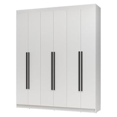 Imagem de Guarda-roupa Casal 6 Portas Batentes Branco/branco/preto Netuno Madesa
