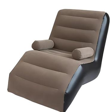 Imagem de Sofá Espreguiçadeira Inflável Poltrona Puff Camping Praia Portátil Para Piscina Saco Dormir Lounge(MARROM)