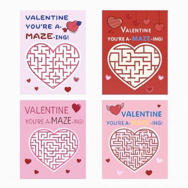 Imagem de Colarr 48 Sets Valentines Day Cards for Child Heart Maze Cards Pencils Set with Organza Bags Classroom Students Exchange Party Favors Bulk School Valentine Gifts from Teacher for Boys Girls