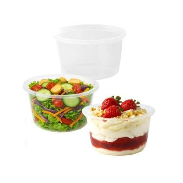 Imagem de 100 Potes Potinho 600ml Com Tampa Lacre Para Freezer Microondas Brasil