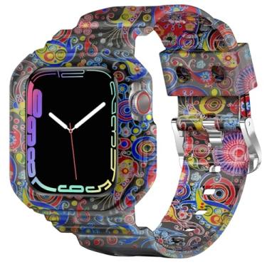 Imagem de XYF Pulseira transparente para Apple Watch Ultra 3, 2, séries 11, 10, 9, 8, 7, SE, 6, 5, 4 e 3 (pavão, 42/44/45)