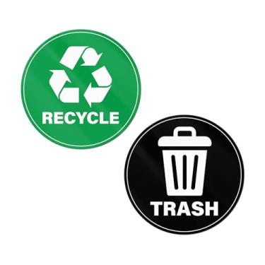 Imagem de YIKIADA Pacote com 20 adesivos para lixeiras recicláveis, 10 x 10 cm, vinil à prova de intempéries, placa autoadesiva para lixeiras e negócios domésticos