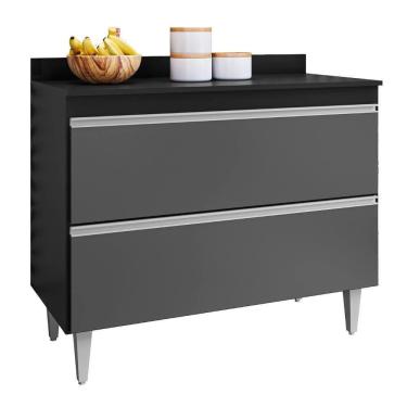 Imagem de Balcão De Cozinha Com Tampo 100cm Julia Z34 Preto-grafite - Mpozenato