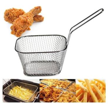 Imagem de Mini Cesto Frituras Inox Batata Frita Rustica Frango Servir Porcoes Aperitivos Churros Multiuso Mesa Lanchonete Restaura