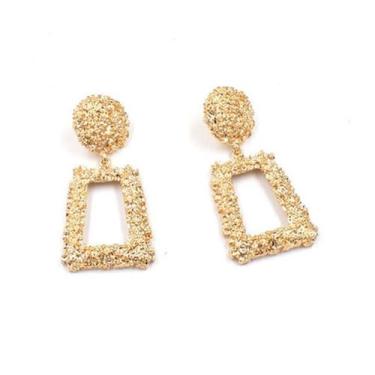 Imagem de Brinco Geométrico Retangular Circulo Detalhes Brilhante G8548 - DCXAM