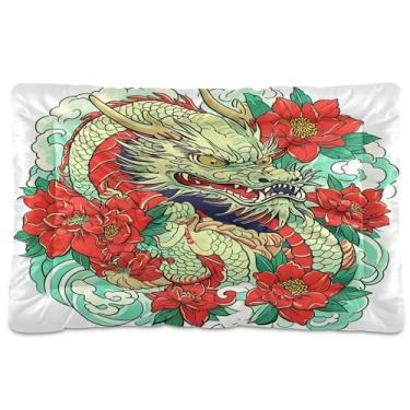 Imagem de SEHANY Cama de dragão vintage para cães e gatos com fundo antiderrapante, caixa de canil, colchão macio para animais de estimação, lavável para cães pequenos, médios e grandes, gatos, 91 x 61 cm