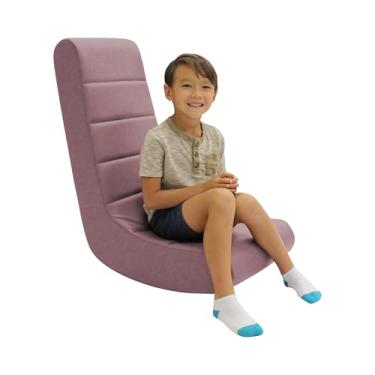 Imagem de Balancim de piso macio juvenil, cadeira de jogos leve para crianças, móveis infantis ótimos para presentes de férias e projetada para jogar videogame, ler e assistir TV - malva