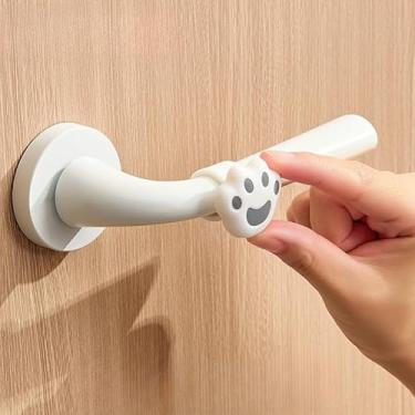 Imagem de 1 maçaneta de porta em forma de garra de gato, almofada anticolisão de silicone, alça de porta de desenho animado, rolha de tampão, cinza 3,3 * 3,3 * 3,5 cm