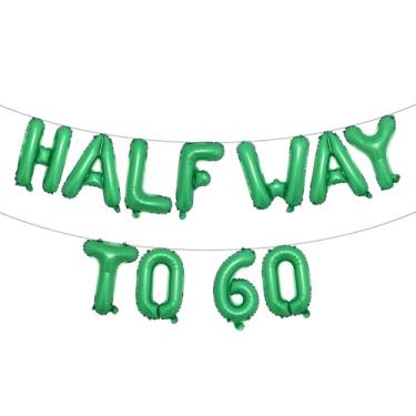 Imagem de Faixa de balão multicolorida Halfway To 60 - Banner de feliz aniversário de 30 anos - Decorações e suprimentos de festa de 30º aniversário - Decorações de aniversário de 30 anos de casamento (HALFWAY