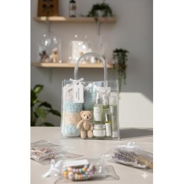 Imagem de Kit 10 Sacolas plásticas Transparentes PVC com Botão média 20x15cm Embalagem Resistente para Presente, Lembrancinha