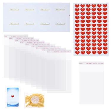 Imagem de ONLYKXY 100 unidades de saco autovedante de plástico transparente com adesivos decorativos para embalagem de panificação, bolsas de manga macia envelope resselável para joias, lanches, fotos