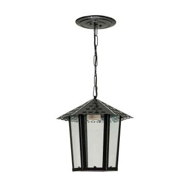 Imagem de Pendente Colonial Sextavado Vidro liso1XE27 Preto - Blumenau Iluminação