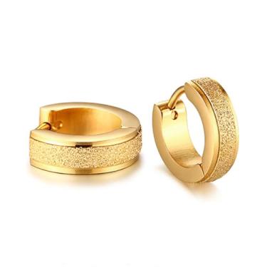 Imagem de CHARIFIN Brincos masculinos de aço inoxidável para cartilagem cirúrgica, brincos foscos, pequenos brincos de argola de prata para homens, Aço inoxidável, Sem pedra preciosa