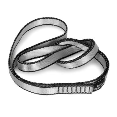 Imagem de VFKENA Correia de nylon para escalada de 18 mm 23KN CE2008/EN566 tiras fortes para escalada, montanhismo, rapel, balanço, rede de ioga, etc. (cinza, 90 cm / 35 polegadas | Unidade única)