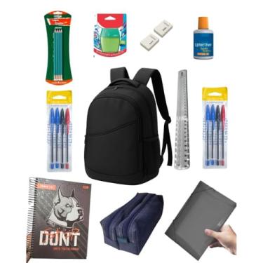 Imagem de Kit Material Escolar Completo Universitário Ensino Médio Masculino Menino