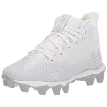 Imagem de Under Armour Tênis de corrida unissex infantil Spotlight Fran 2.0 Jr. Road, (100) Branco/Prata Metálico, 4.5 Big Kid