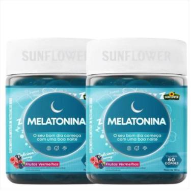 Imagem de Melatonina Sunflower Sabor Frutas Vermelhas 60 Gomas kit c/2