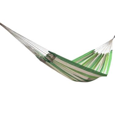 Imagem de La Casa de La Hamaca de rede maia tecida à mão - 100% algodão, uso interno e externo, artesanato artesanal premium do México (verde claro, grande)
