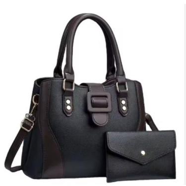 Imagem de Bolsa Feminina Kit 2 Peças Ombro Carteira Transversal Sintético Croco 