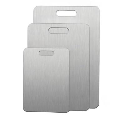 Imagem de Tábua de Aço Inoxidável 304, Antibacteriana Antimofo, Resistente para Cozinha e Churrasco(P+M+G)
