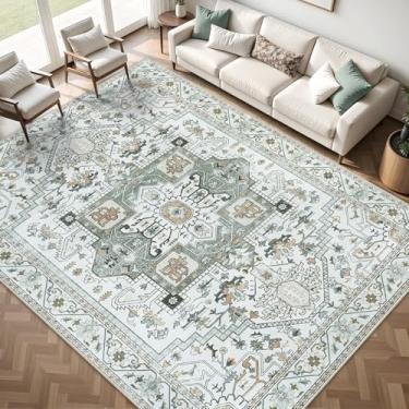 Imagem de Tapetes de área de 15 x 23 cm para sala de estar, tapete lavável para quarto, jantar, casa, escritório, borracha macia, antiderrapante, vintage, boho, tapete grande, estampado, para berçário moderno