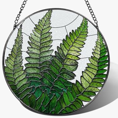 Imagem de Enfeite de vitral de 20 cm, pendurado em vitral, decoração para pendurar na janela, enfeite de samambaia | Natal, dia das mães, aniversário | presentes para mãe, avó, presente para amantes de plantas