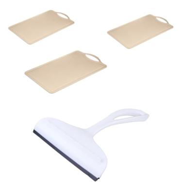 Imagem de Kit 2 Rodo de pia Branco e 3 Tábua de corte Cinza