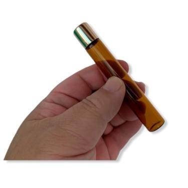 Imagem de Kit 15 Unidades - Frasco de Vidro Âmbar Roll-on, 10ml, Tampa Dourada