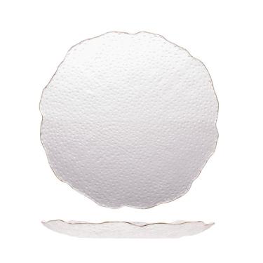 Imagem de Prato Raso De Cristal Martelado Com Borda Dourada Para Servir 26cm Wolff