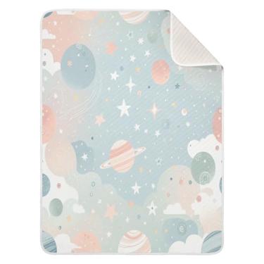 Imagem de Qilmy Cobertor de bebê Stellar Haze 76 x 101 cm, cobertor infantil de algodão macio para meninos e meninas, cobertor leve e quente para bebês de berço, carrinho de bebê, soneca, recém-nascido