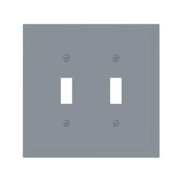 Imagem de WUYOCHA Placa decorativa de interruptor de luz cinza 2 capas de tomada placas de parede com interruptor duplo para tomadas elétricas, capas de placa frontal para quarto, cozinha, decoração de casa