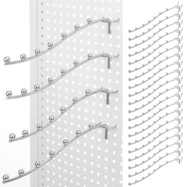 Imagem de mekueeex 24 ganchos para prateleiras de metal, 7 estações, para quadro de pegboard, para parede, virados para fora, para garagem, cozinha, loja, 24 peças