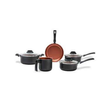 Imagem de Jogo de Panelas Brinox Topázio Antiaderente Pro-Flon 5 Peças Cinza Range Cinza