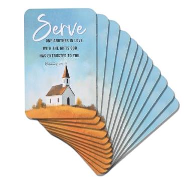 Imagem de Dicksons Marcador de livro cristão inspirador para livros, estudo bíblico, diários 6 x 10 cm, cartolina, igreja, serve um ao outro, pacote com 12