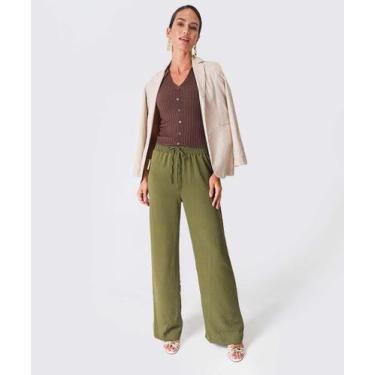 Imagem de Calça Wide Leg Feminina Amarração Marisa-22101, Verde, 42