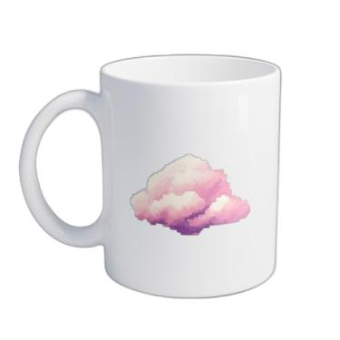 Imagem de Caneca Xícara de Café Porcelana 300ml Nuvem Rosa Pixelada