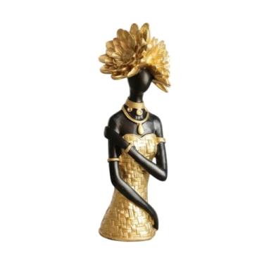 Imagem de Baoblaze Estátua de africana em resina, peça decorativa moderna para mesa, escritório, estante ou sala de estar, Style C