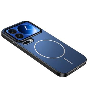 Imagem de POYUFRG Capa magnética para Xiaomi 17 Pro Max/17 Pro/17, capa fina fosca anti-impressão digital suporta carregamento sem fio, capa de celular, azul, 17