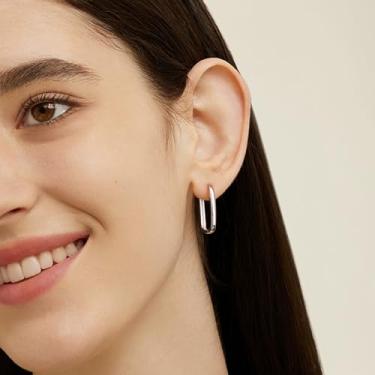 Imagem de Brincos de prata esterlina banhados a ouro 14 K, pequeno, retangular, argola para mulheres, hipoalergênico, pequeno, dourado, quadrado, argola, 1, Latão, Sem pedra preciosa