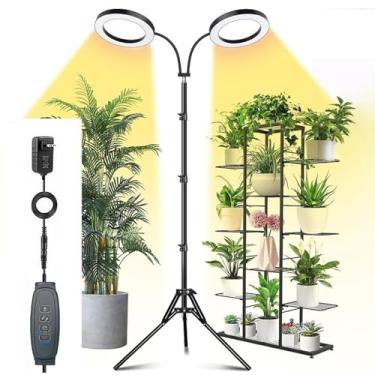 Imagem de AUNMAS Luzes de Cultivo para Plantas de Interior, Lâmpada LED de Espectro Completo para Cultivo de Plantas Com Pescoço de Ganso Ajustável 360 para Flores e (Plugue UE 2 cabeças 20W usam adaptador 2A)