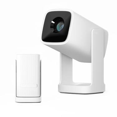 Imagem de Wanbo Mini projetor Cube 1 com WiFi e Bluetooth, projetor portátil compatível com 1080p, compatível com Android TV, foco automático e Keystone, 350 ANSI, proyector de filmes ao ar livre, branco