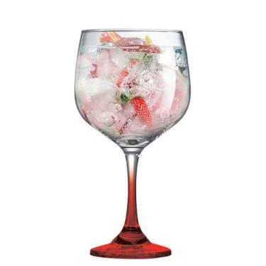 Imagem de Ruvolo, Taça de Gin Clube Haste Vermelha, Taça Gin de Vidro 690ml