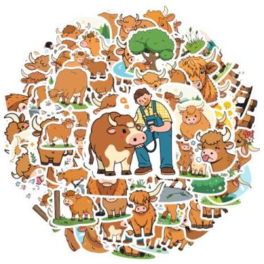 Imagem de 70 peças de adesivos de vaca animais de fazenda natureza professor recompensa adesivos brinquedo animal material escolar decalques para guitarra, faça você mesmo, bicicleta, skate, laptop, bagagem