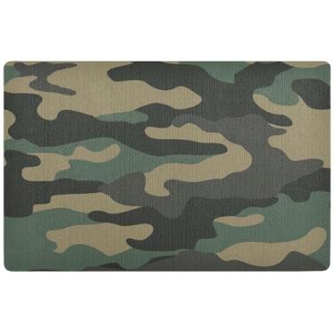 Imagem de TSENQUE Tapete de porta fofo com textura militar de camuflagem personalizada, tapete de porta frontal, tapete de boas-vindas absorvente lavável para casa 81 x 50 cm