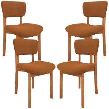 Imagem de Kit 04 Cadeiras Para Sala de Jantar Cozinha Living Estofada Dara L02 Bouclê Terracota - Lyam Decor