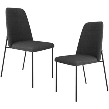 Imagem de Kit 02 Cadeiras Decorativa Estofada Para Sala De Jantar Bella L02 Linho Chumbo - Lyam Decor