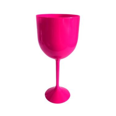 Imagem de Kit 15 Unidades Taça de Acrílico Gin Vinho Bebidas 400ml Cor Lisa Taça Plástico (Pink)