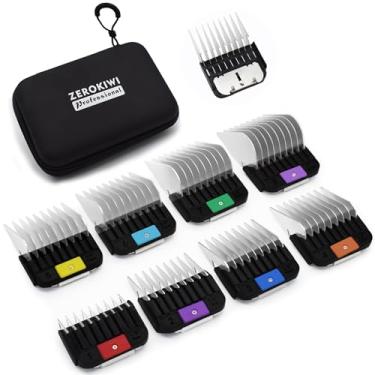 Imagem de Conjunto de 8 peças profissional estilo A5 cortador de animais de aço inoxidável codificado por cores, conjunto de guia de fixação de fixação, 1/20.3 cm-2.5 cm compatível com Wahl KM Series Oster A5