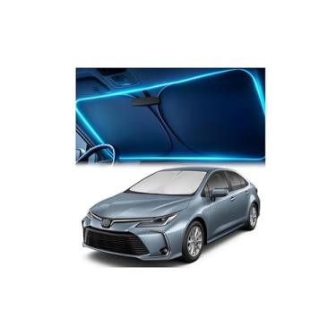 Imagem de Para-brisa para Toyota Corolla 2020 2021 2022 2023 2024 2025 – Protetor solar de ajuste personalizado com recorte para espelho, bloqueia calor e UV, dobrável com bolsa de armazenamento - Para-brisa