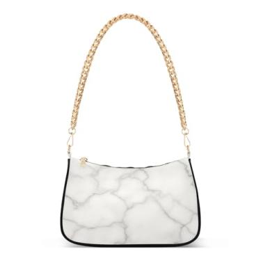Imagem de Bolsa de ombro de corrente cinza com textura de mármore, bolsa feminina Hobo com grande capacidade, bolsa versátil para uso diário e noite